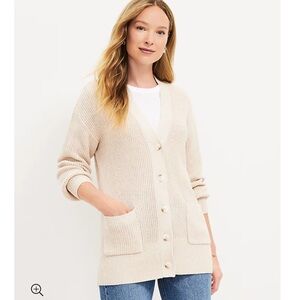 Loft Ribbed Pocket V-Neck Cardigan